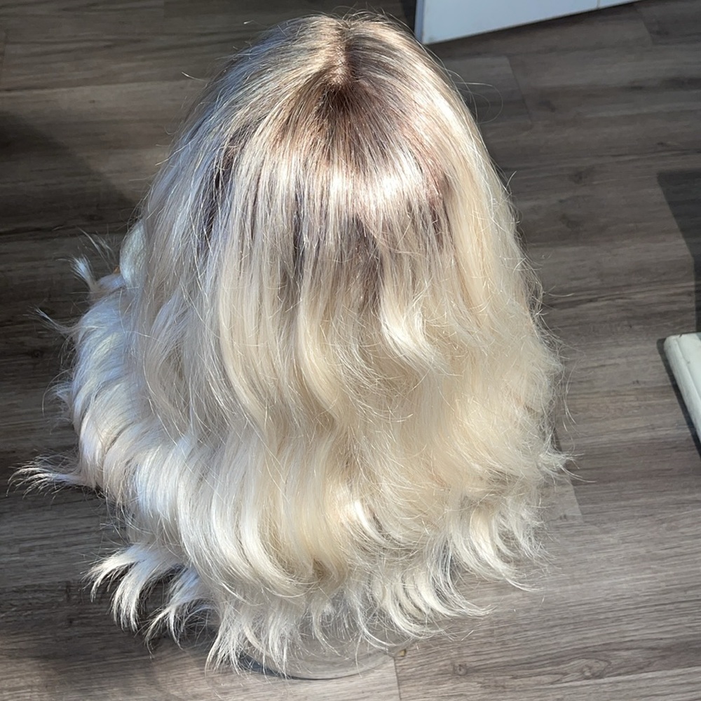 Light Blonde Synthetic Wig- Brown Root, Lace Part #F